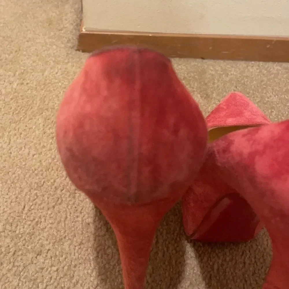CHRISTIAN Louboutin suede pink platform stilettos